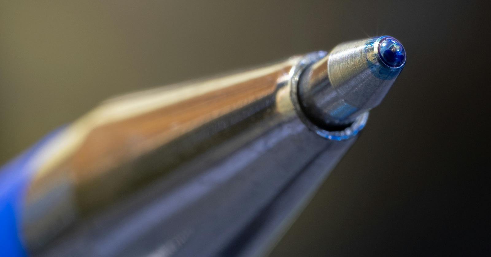 Close-up of a ballpoint pen tip