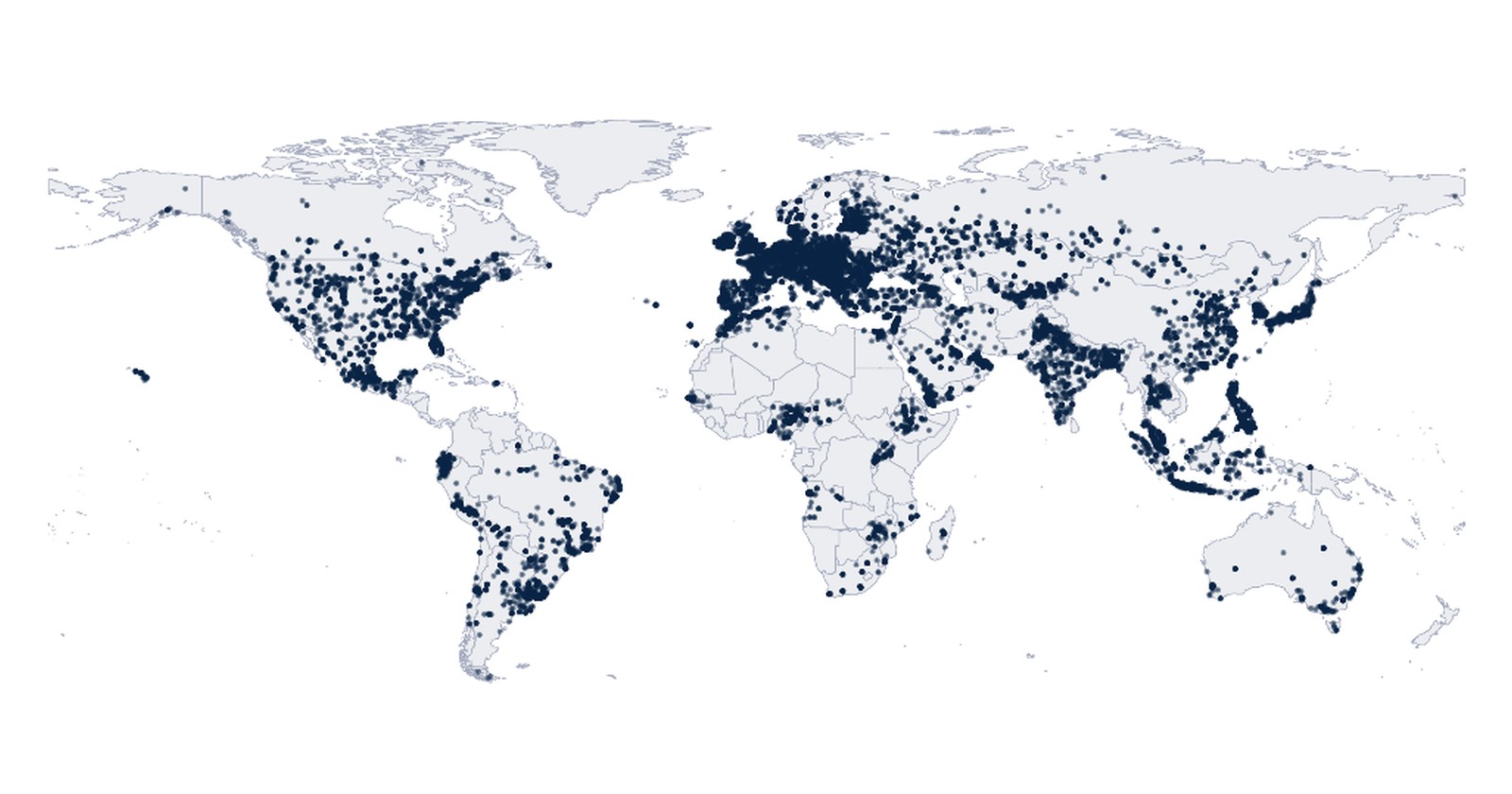 World map dotted with the locations of survey participants across 92 countries.